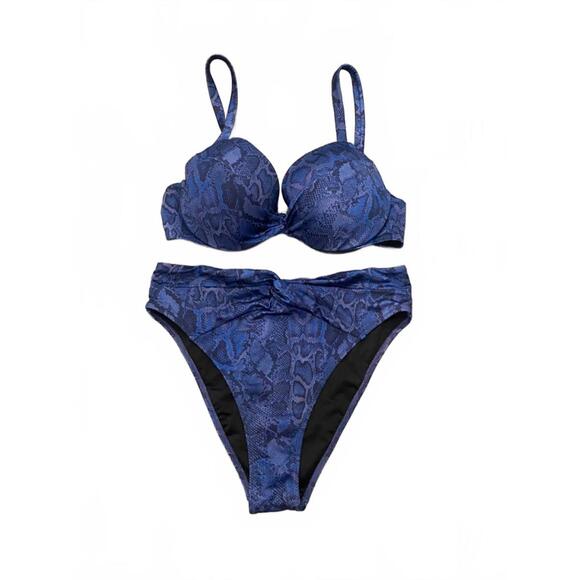 EUC Victoria's Secret Bikini Swim Top Underwire & High Waist Twist Bottom - Picture 1 of 4